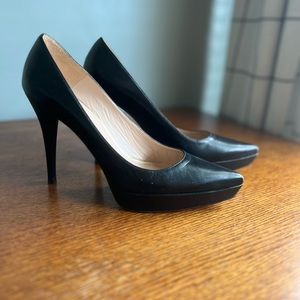 Stuart Weitzman Black Leather Platform Pumps